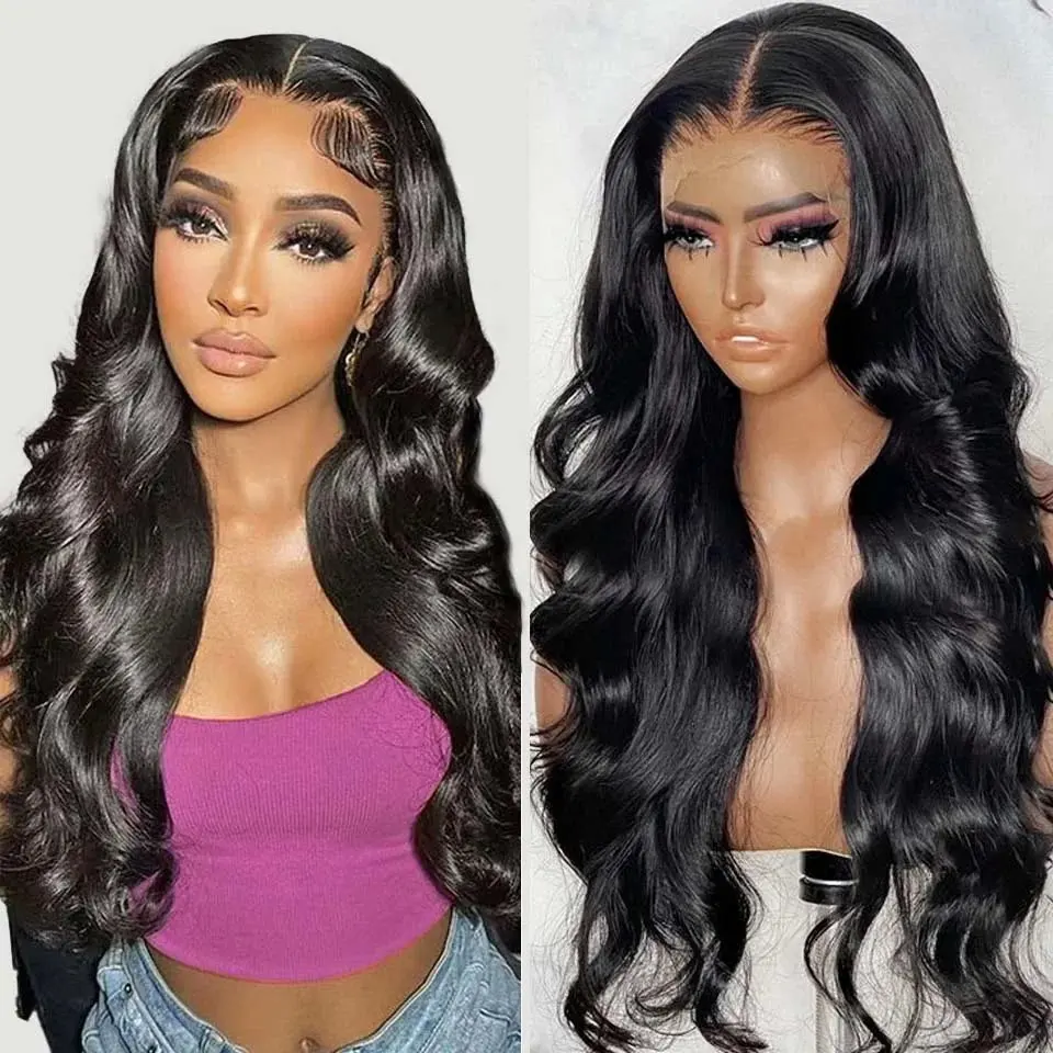 Rosabeauty HD Body Wave Nature Color 13X6 HD Transparent Lace Frontal Wig 13X4 Front Human Hair Glueless Wig 150% Density