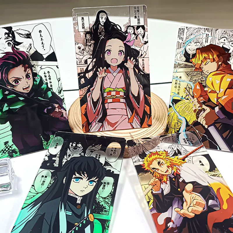 Demon Slayer New Transparent Colored Acrylic Card – Fan-Made DIY Card Decoration Paper Anime Peripheral  Collectible Card