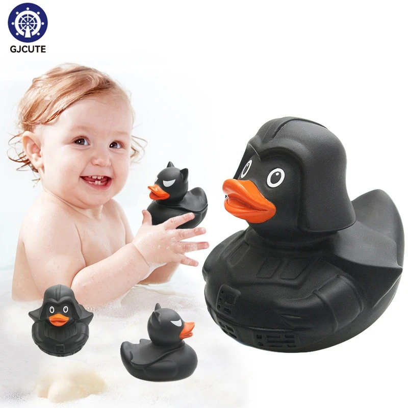 1Pcs Black Rubber Duck Dashboard Decorations Ornament Cute Duck Cool Gentleman Hat Swim Ring Children\'s Bath Toy