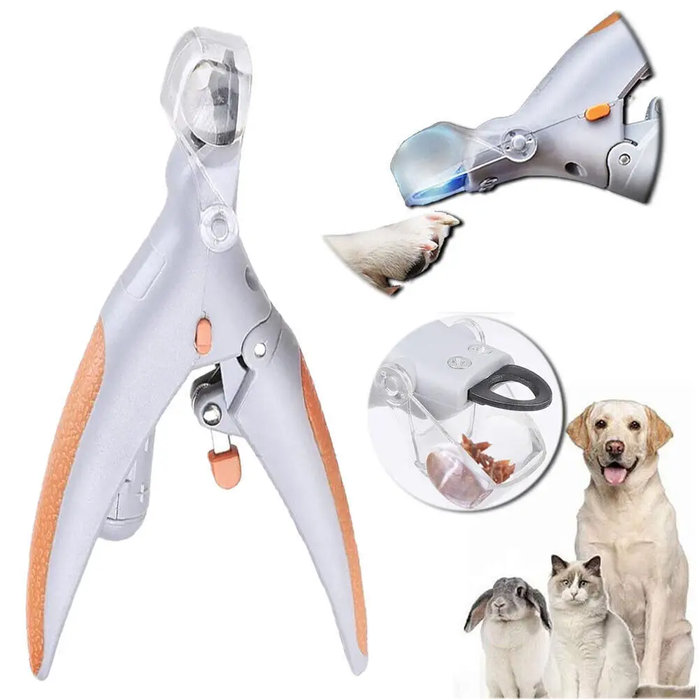 Nail Clippers With LED Light Dog Cat Claw Grinder Scissor Toe Cutter Trimmer