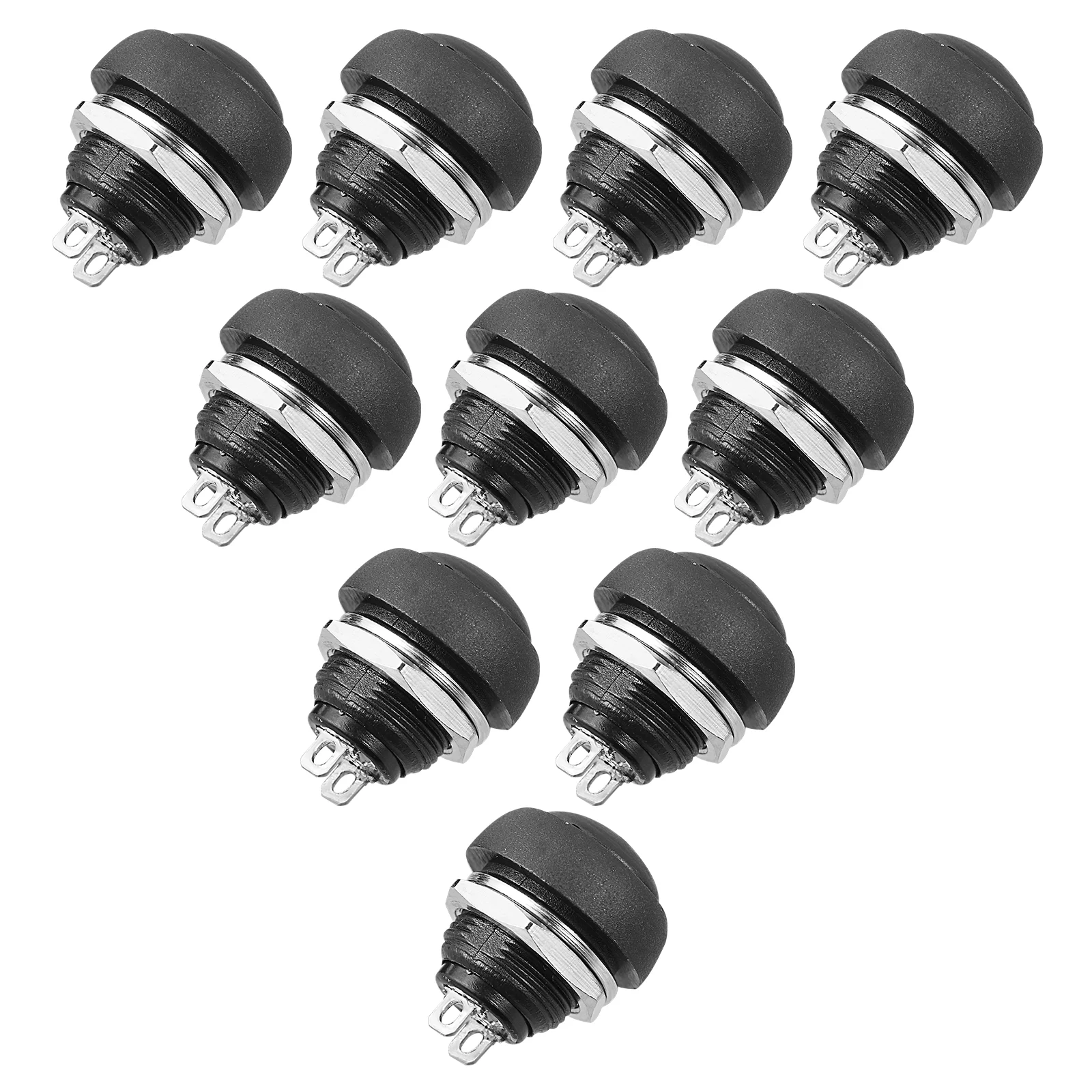 

10pcs Mini Round Plastic Metal Waterproof Push Button 2 Pin DC Black High Sensitivity Electrical Conductivity Car