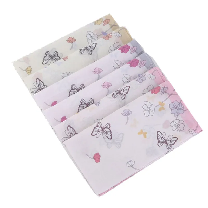 3 Stück 45 x 45 cm quadratisches Baumwoll-Taschentuch mit Schmetterlings- und Rosenblumenmuster für Damen, Damen-Handtuch, Hochzeit, Party, Geschenk, Furoshiki – Detail 10