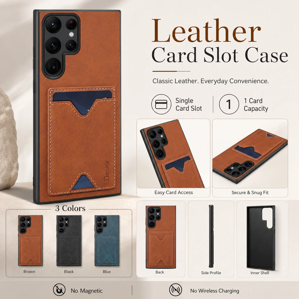 Slim Card Slot Case - Etui na telefon z imitacji skóry