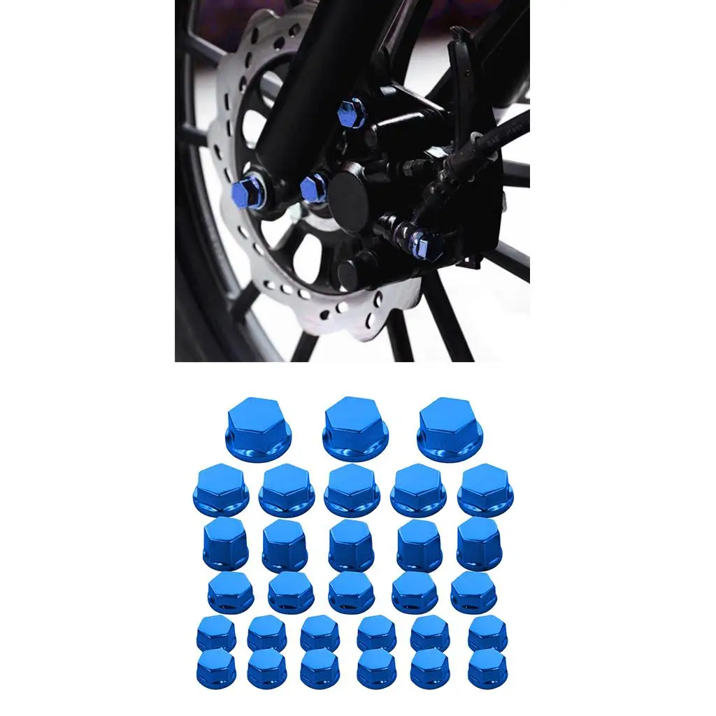 30Pc Motorcycle Nut Screw Cover for Yamaha for Kawasaki for Honda Blue