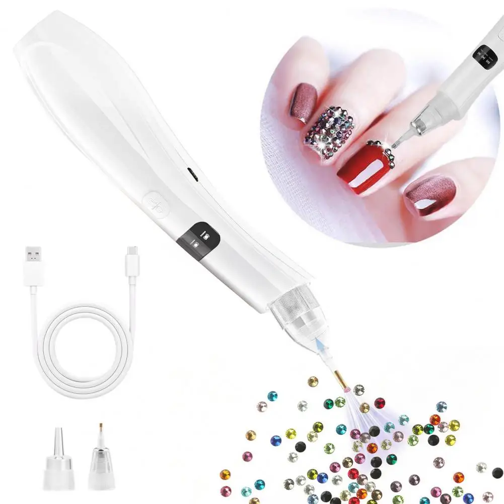 Vacuum Diamond Art Pen Electric Rhinestone Picker Tool Wax-Free Wireless Diamond Art Pen with 2 Interchangeable Tips 3 Suction M