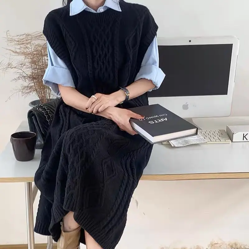 

Вязаное платье без рукавов с цветочными аппликациями для женщин, летнее, шикарное, универсальное, с регулярными манжетами и подолом, модное, термоизоляционное