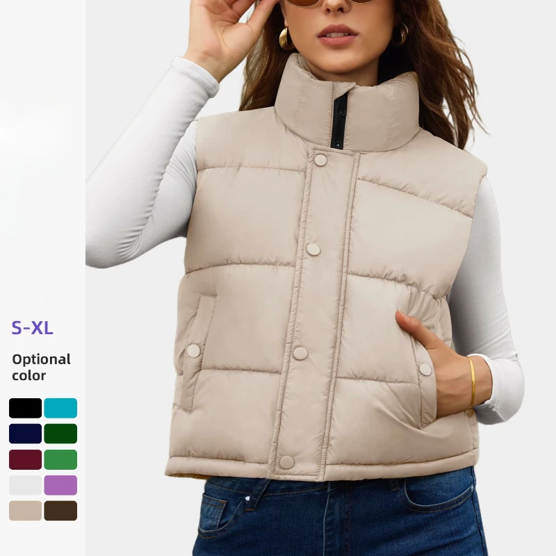 

Модный осенний ветрозащитный жилет с воротником-стойкой, легкие теплые стеганые пальто без рукавов, топы, уличная куртка для бега и фитнеса