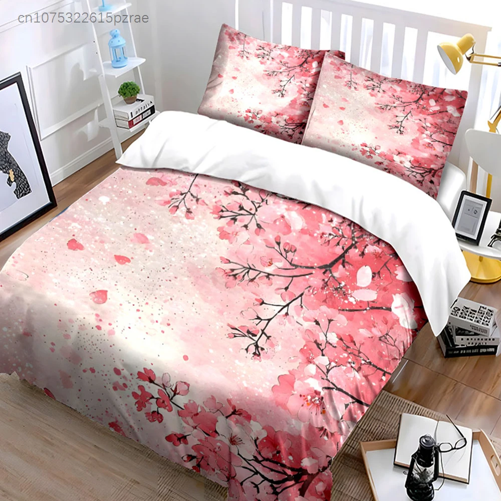 Cherry Blossom Three-Piece Set Multiple Sizes kid's And adults' Bedroom Exquisite 3PC Bedding set, Gift