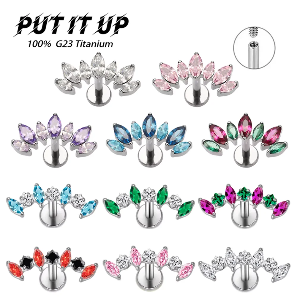 PUTITUP Official F136 Titanium Alloy Hot-Selling Horse Eye Zirconia Stud Earrings Fashionable Ear Cartilage Piercing Jewellery