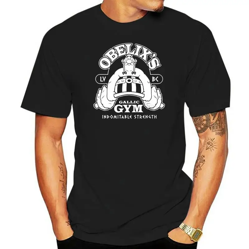 Obelix Gym T-Shirt Schwarz Gallier  Germane  Idefix  Fix  Germane  Gym