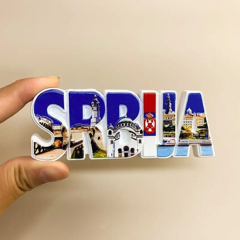 

Serbia Home Decorations Three-dimensional Painted Place Names Creative Letters Refrigerator Magnetic Stickers World Travel Souve