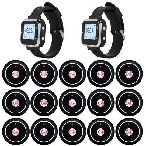 CATEL Cafe Waiter Service Buzzer 15 Restaurant Table Call Button Transmitter 2 Watch Waiter Pager Wireless Calling System