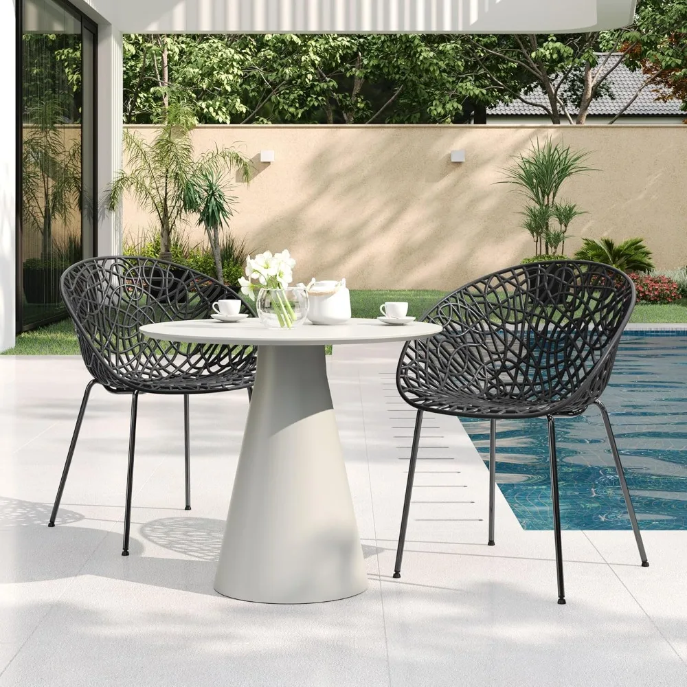 

Outdoor Dining Chair, Minimalist Weather-Resistant Side Chair with Perforated Diamond Pattern,Plastic Blend Material