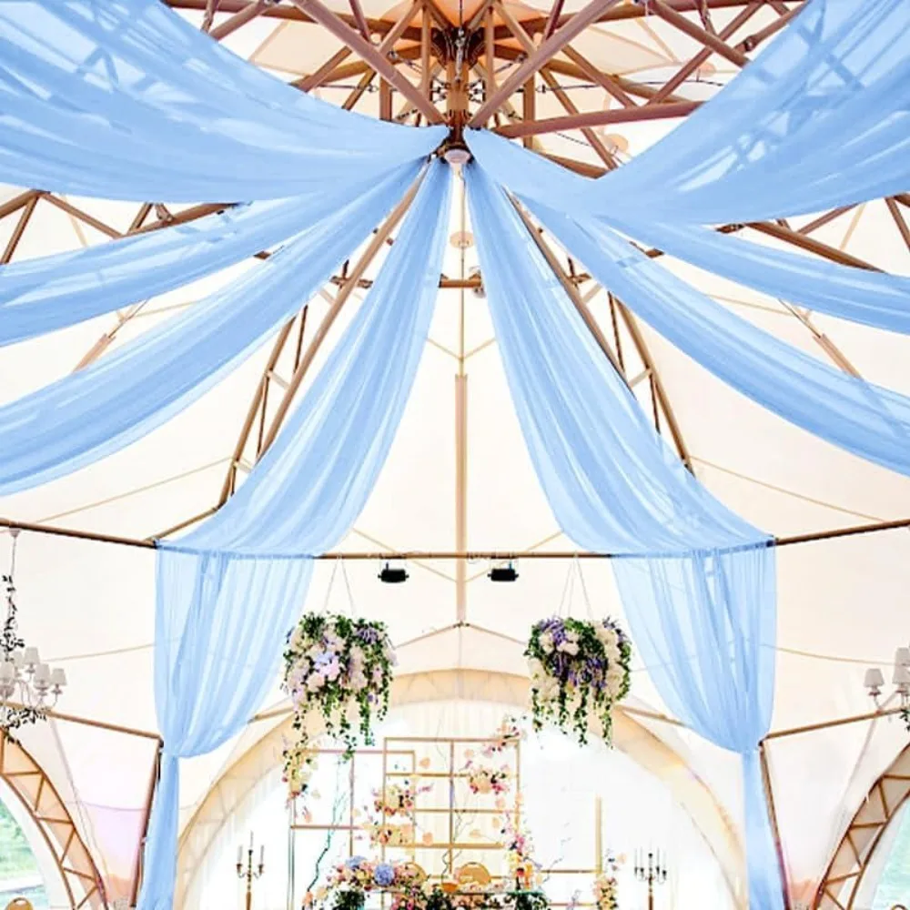 

20FT Ceiling Drapes for Wedding, Arch Draping Chiffon Sheer Fabric, 4 Panels Ceiling Drapes