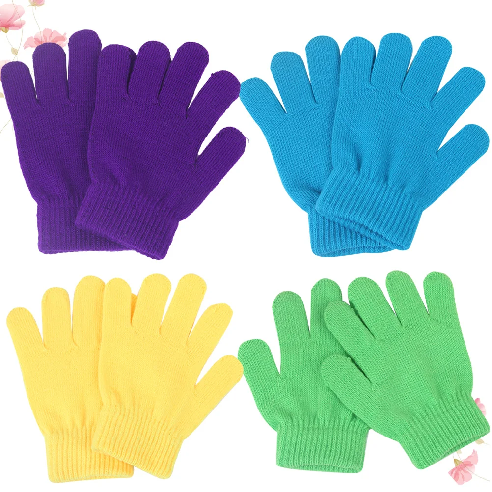 

4Pairs Gloves Gripper Gloves Warm Stretchy Medium Size Random Colors Anti-Skid Winter Sports Non Irritant