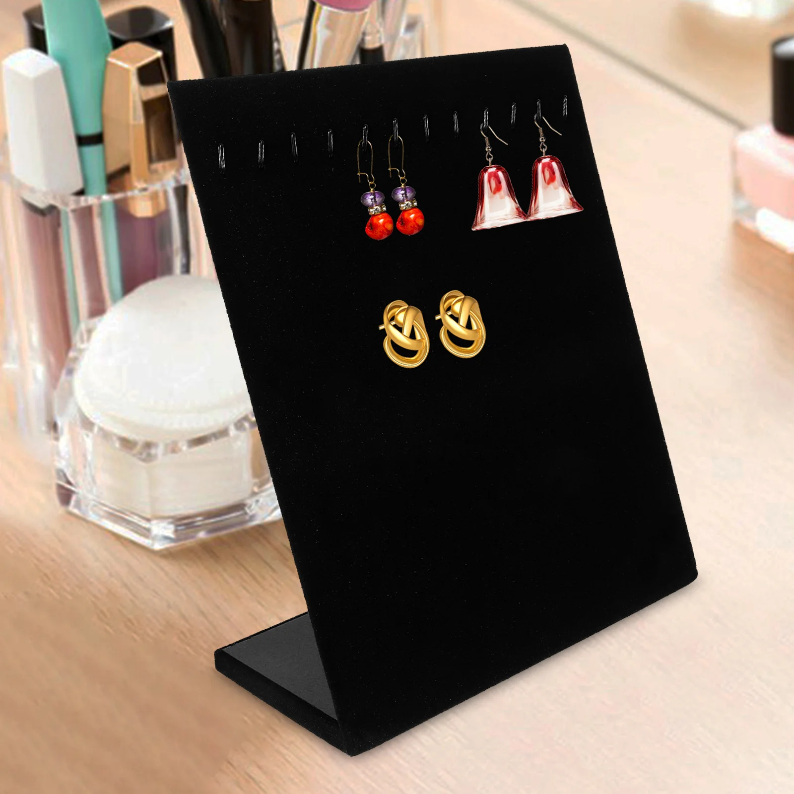 

2 Pcs Display Shelf Suede Necklace Stand Rack for Hanging Necklaces Organizer Storage Box Jewelry Black
