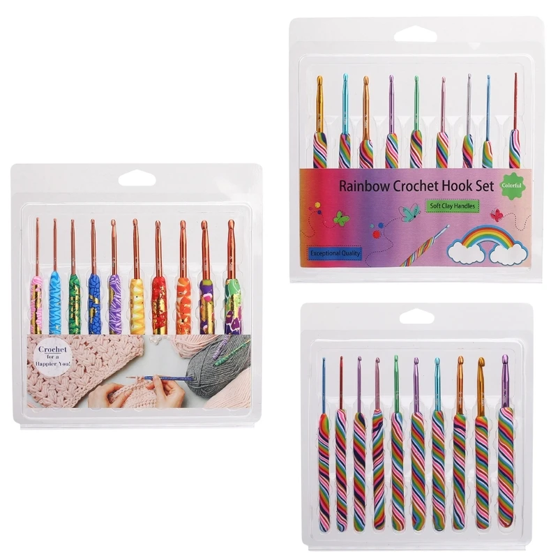 

9/10 Pcs Knitting Needle Crochet Hook Set Colourful Crochet Needle for Women