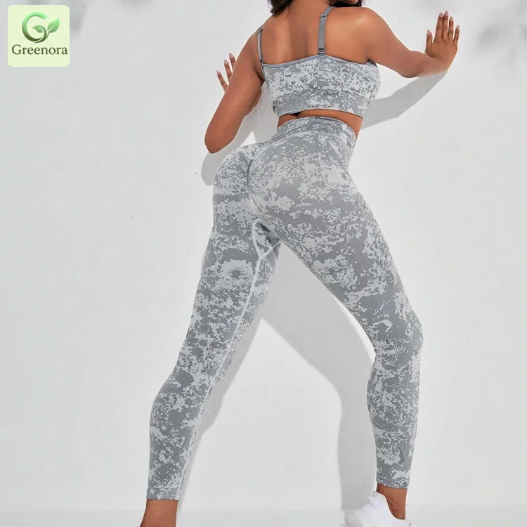 Marble Print Seamless Yoga Set Women Sportswear Gym Fitness Clothes High Waist Leggings Padded Sports Bra Workout Outfits