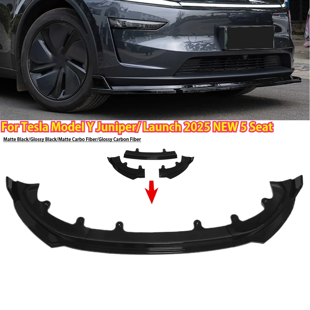 

3Pcs/set Front Bumper Lip Diffuser Spoiler Shovel Kit For Tesla Model Y Juniper/ Launch 2025 NEW 5 Seat