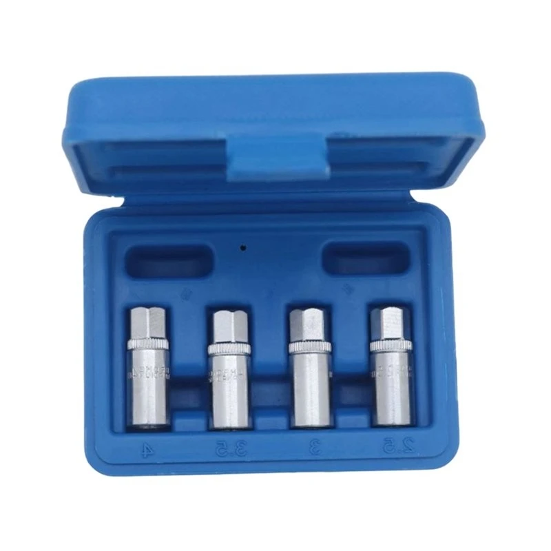 DT42-For Auto Repair 4-Piece Piece Stud Extractor Set 1/4 Drive Socket Screw Remover Broken Stud Removal Tool Installer Kit