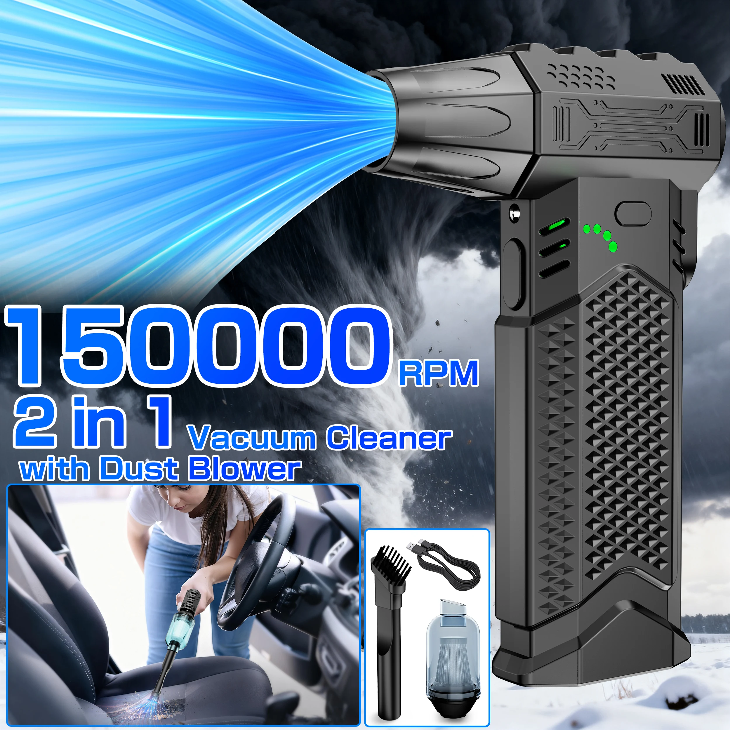 

Turbo Fan Blow And Suction 2 in 1 Cleaning Jet Blower Tool Electric Air Duster Blowing Snow Violent Fan For Car RV Truck Trailer