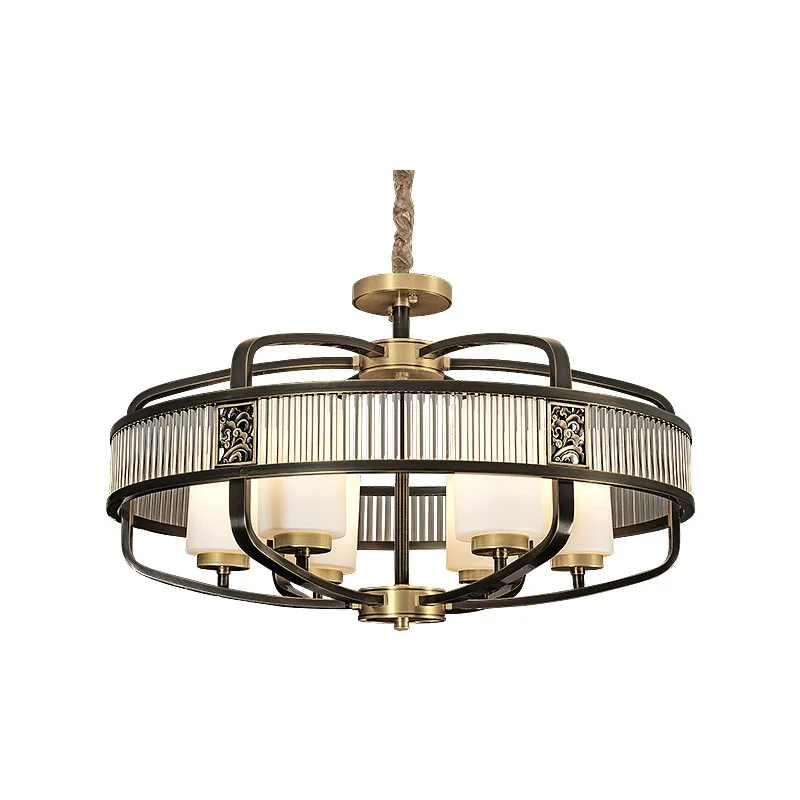 

New Chinese style, crystal, chandelier, dining room, study, all copper, Chinese style, entry, foyer