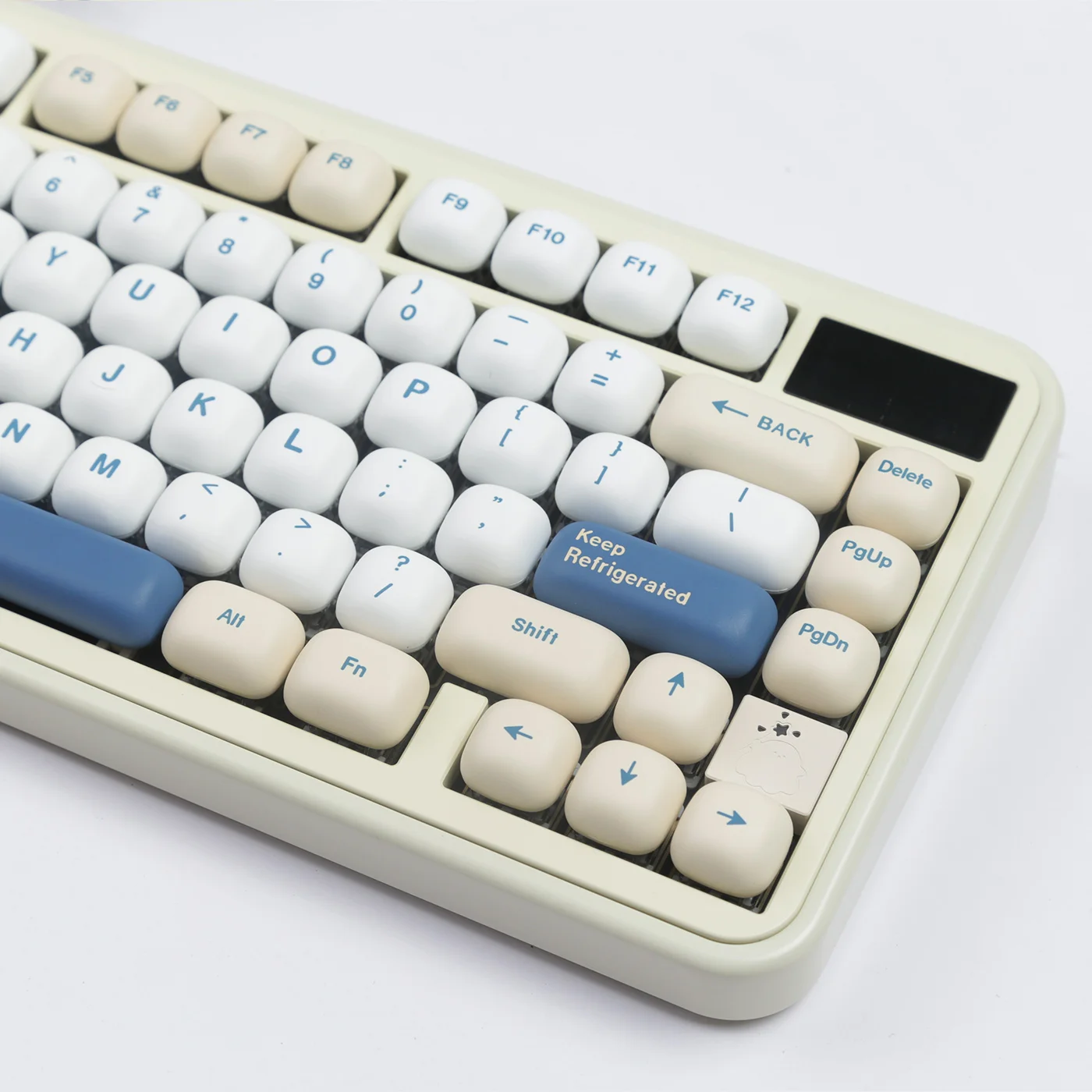 Soy Milk Keycap MOG Profile Round Cute Keycaps for Mechanical Keyboard Thermal Sublimation 140 Keys Simple Beige White Key Caps