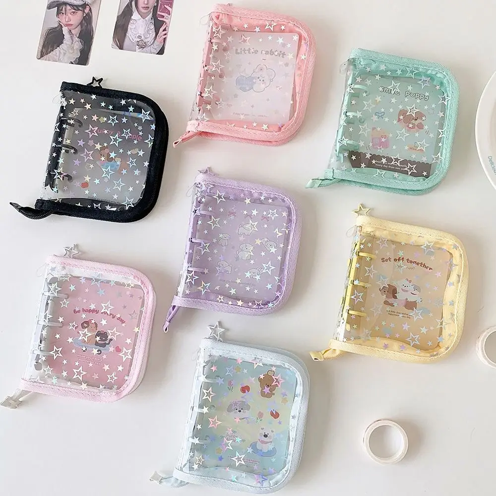 1pc INS PVC A8 Card Binder Star Glitter Print Loose-leaf Kpop Photocard Holder 3 Inch Photo Album Photo Card Storage