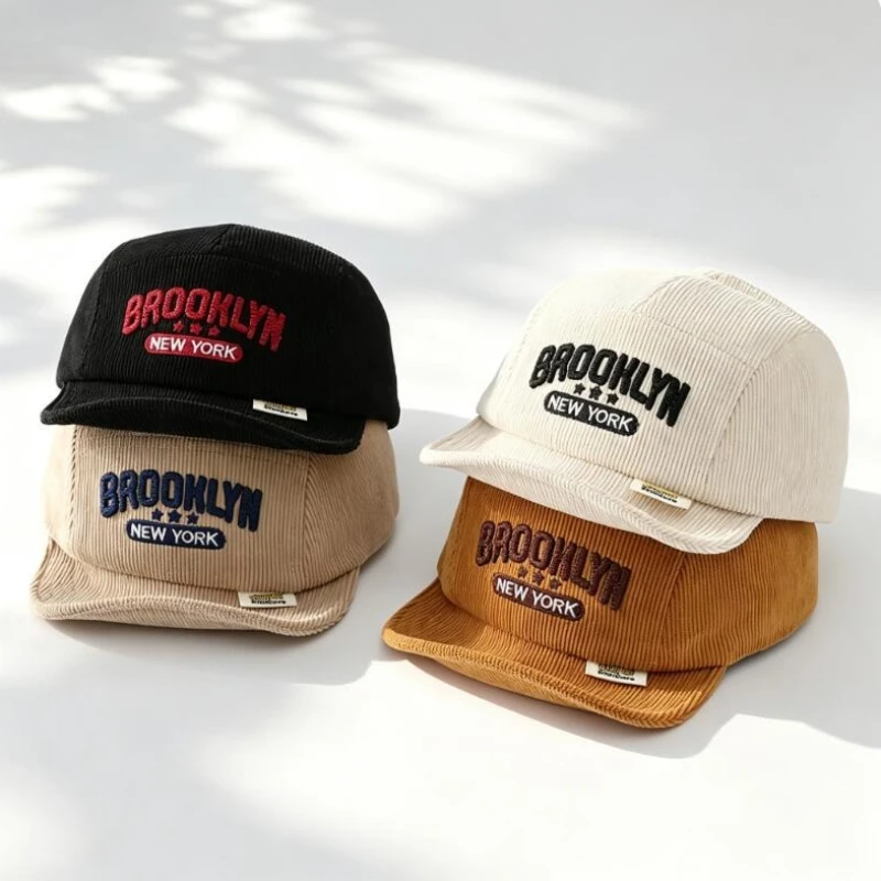 2026 Autumn Winter Embroidered Letter New York Letter Corduroy Soft Brim Baseball Cap Suitable for Travel