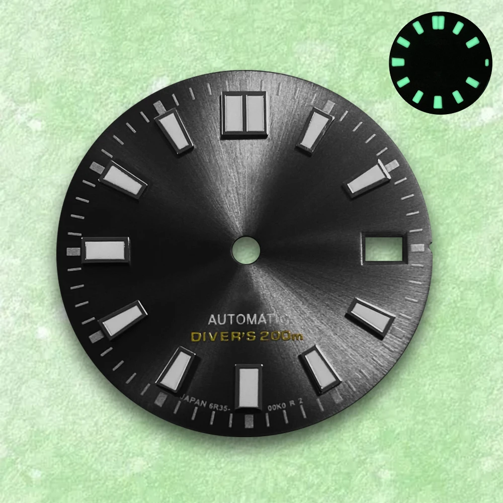 28.5mm S Logo Dial Suitable For NH35/NH36 Japanese Automatic Movement Green Luminous Watch Modification Accessories