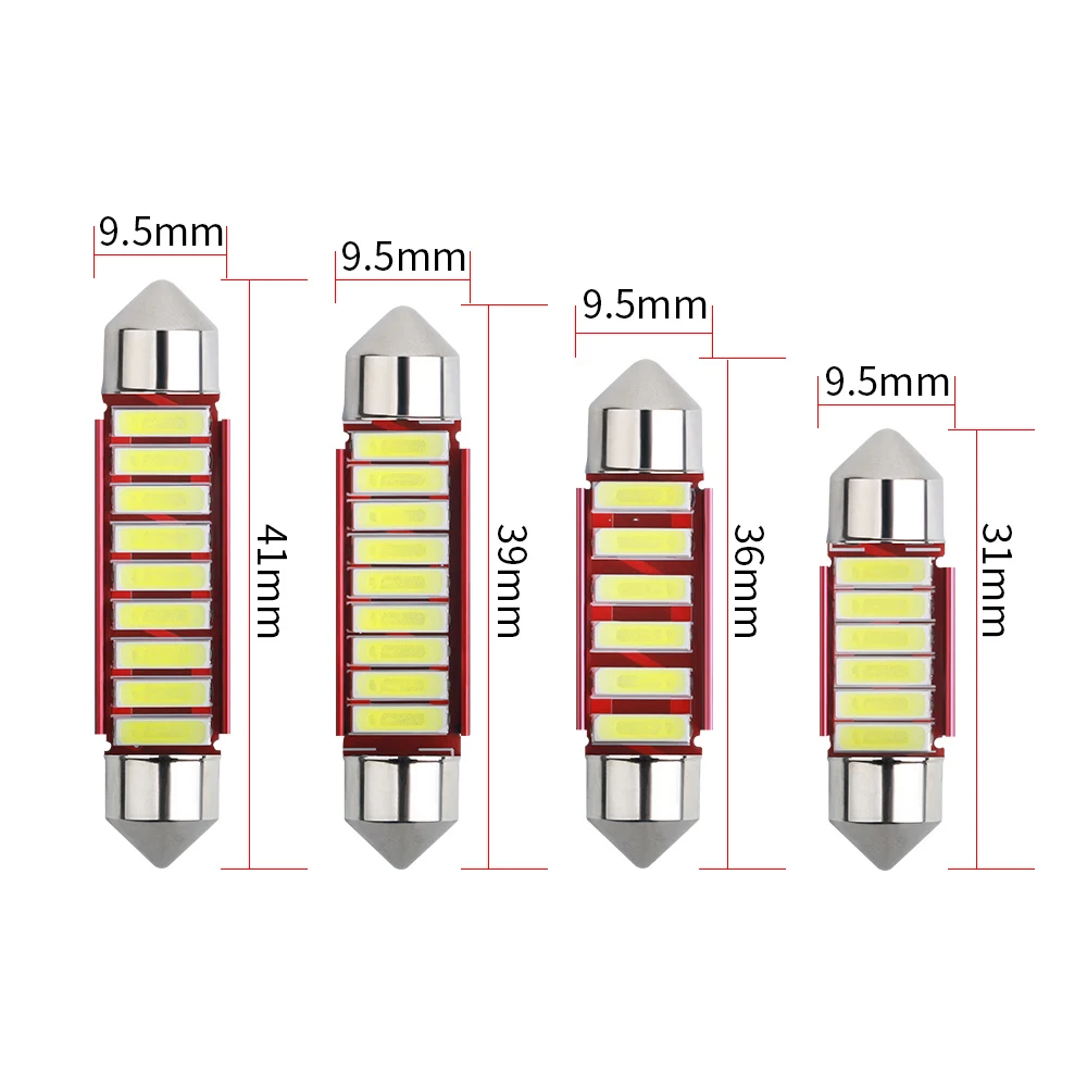 2X girlandy Led C5W 31 36 39 41mm światła samochodowe Canbus 7020SMD światło kopuły 12V 4000K 6000K ciepłe biały kryształ niebieski lampka tablicy rejestracyjnej