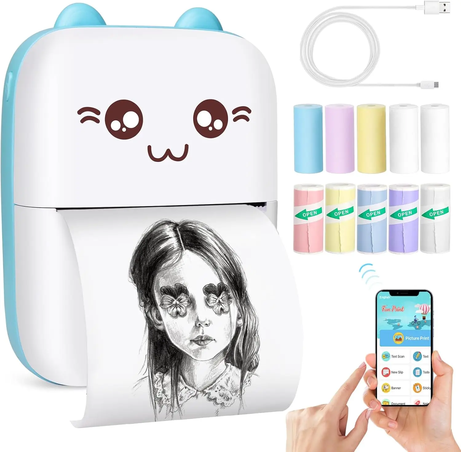 Sticker Printer Ink-free Bluetooth Thermal Printing Portable Label Printer Diary Memo Wrong Picture Photo Printing Consumables