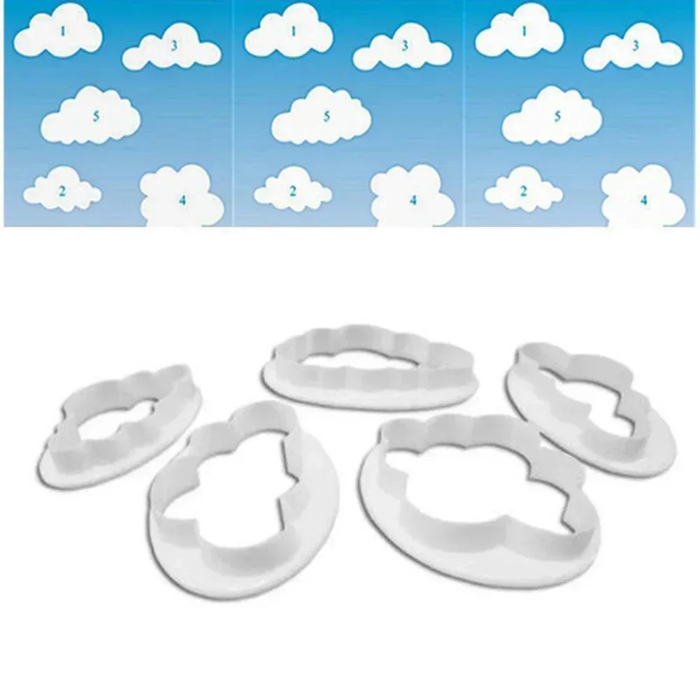5PCS Cloud Shape Cookie Cutter Made 3D Printed Fondant For Cake Decorating Tools Bakeware Tools For Kitchen Dining