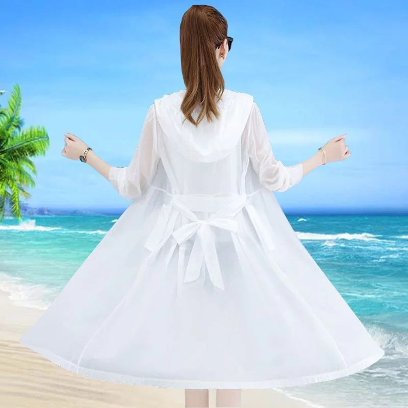 Damska letnia odzież chroniąca przed słońcem Damska koreańska, luźna, wszechstronna, średniej długości, odporna na promieniowanie UV odzież chroniąca przed słońcem Kobiece topy