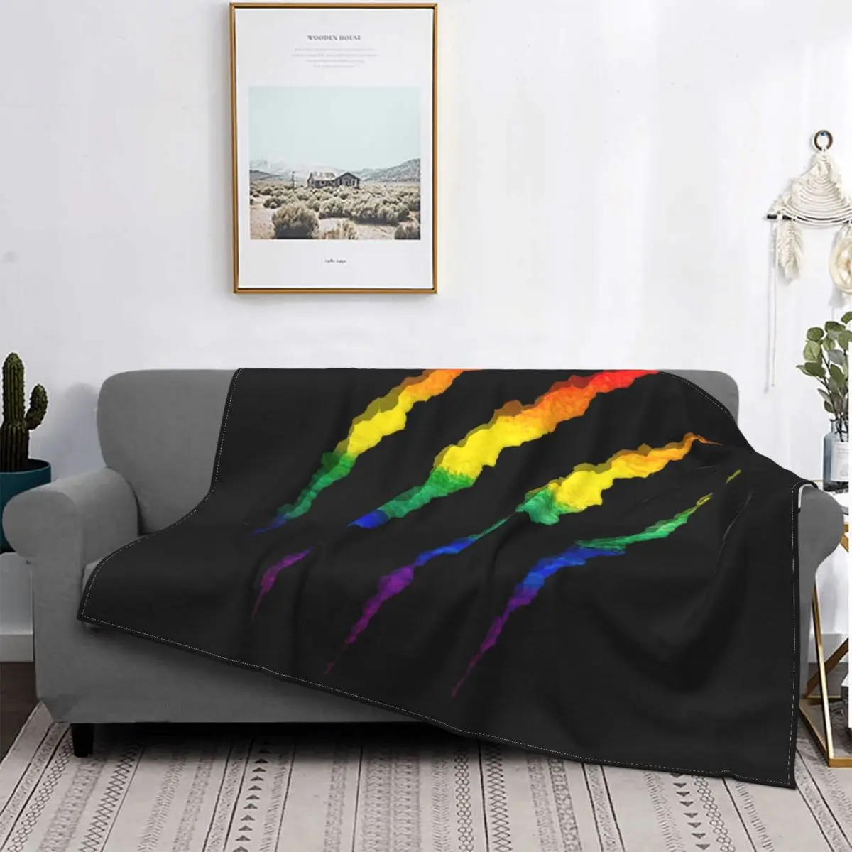 Sofa Fleece LGBT Ripped And Shredded Throw Blanket Warm Flannel GLBT Gay Lesbian Pride Blankets for Bed Car Couch Quilt