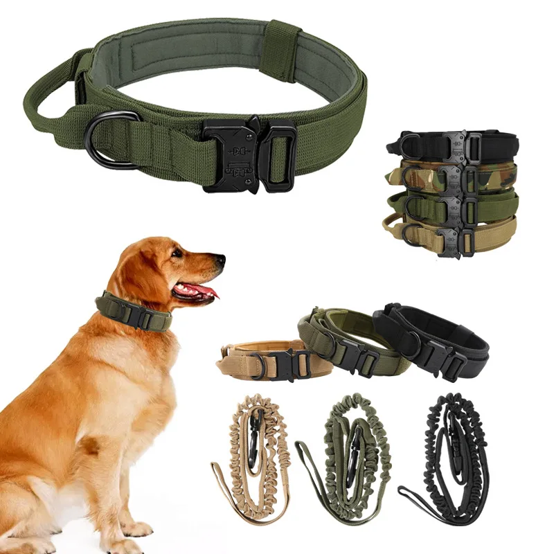 

Duarable Military Tactical Dog Collar, German Shepard, Medium and Large Dog Collars for Walking, Control Handle