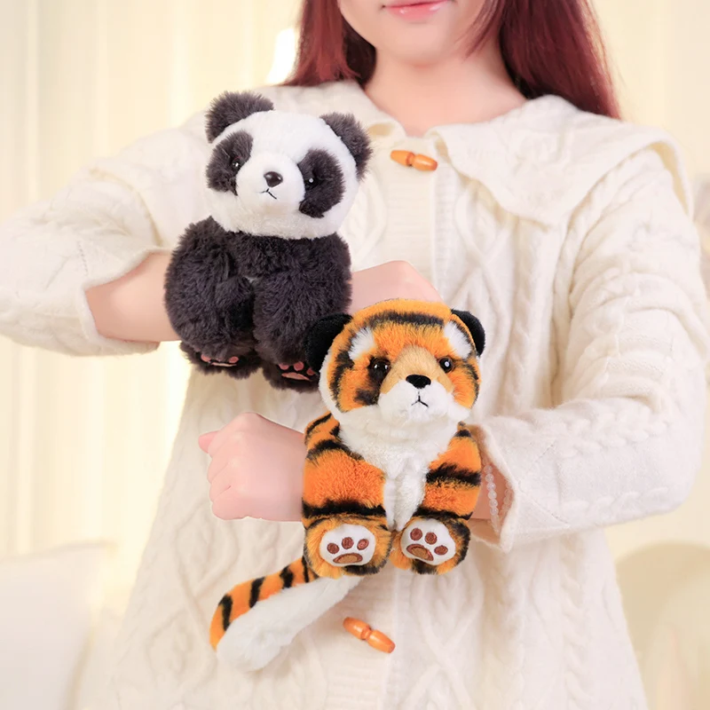 Lovely Animal Slap Snap Wrap Wristband Bracelet Bunny Panda Tiger Raccoon Plush Hand Ring Wristband Kids Toys Elegant Gift