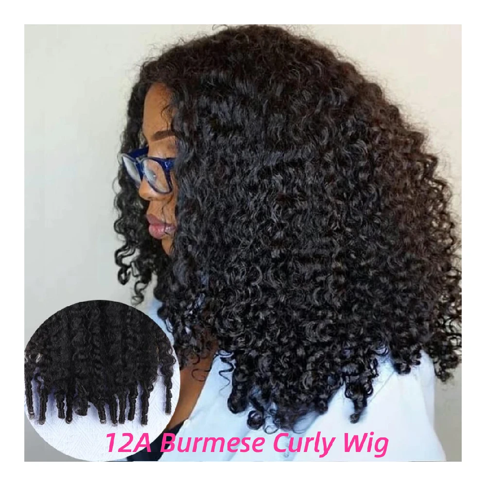 Remy-haar 13x4 13X6 HD Transparant Full Lace Frontale pruik 12A Birmese krullende pruiken 18-46 inch Echt haar Natuurlijke kleur 200% dichtheid - afbeelding 2