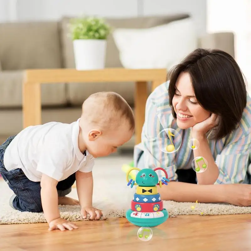 子供のための動物の音楽玩具,スタッキングリング,感覚教育玩具,かわいい学習玩具,細かい運動技能の向上,象の色