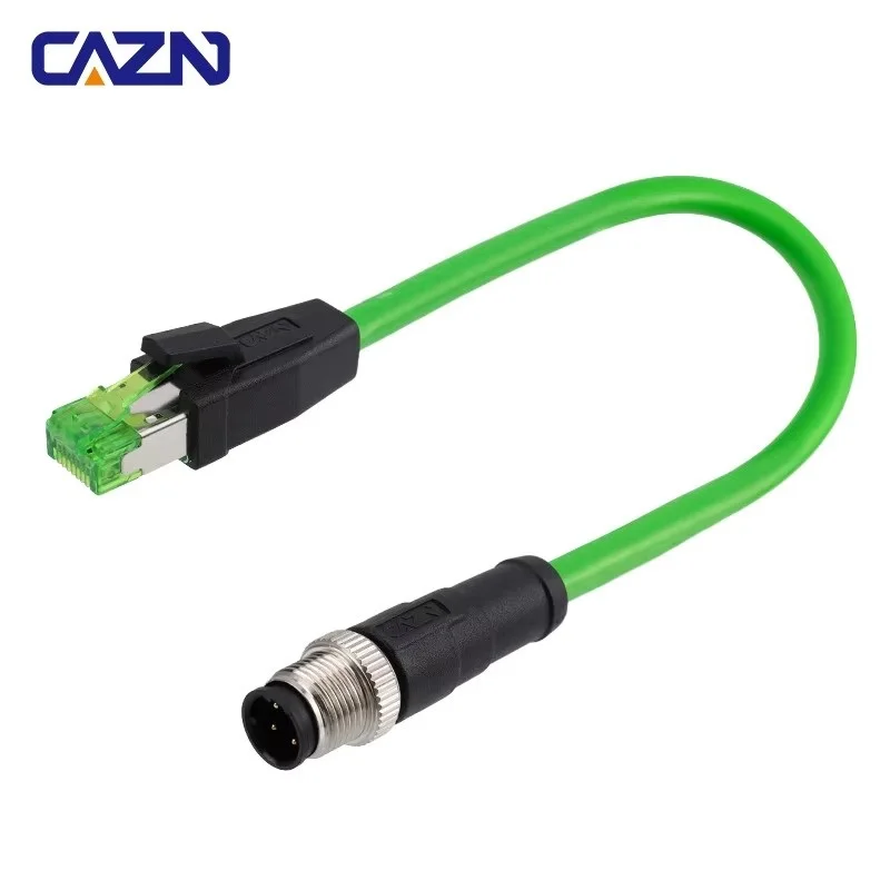 Ethernet M12 Connector Male 4 Pin D Code to RJ45 Networking Cable for Industrial Ethernet Profinet