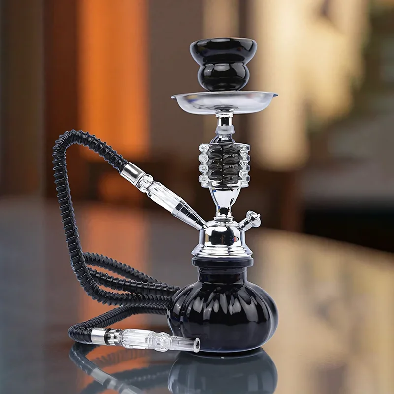 

Black Blue,11in\28cm Small,Single Hose 1,Bar Shisha Full Set Luxury Smoking Pipe Hookah set,Glass Vase,Ceramics bowl