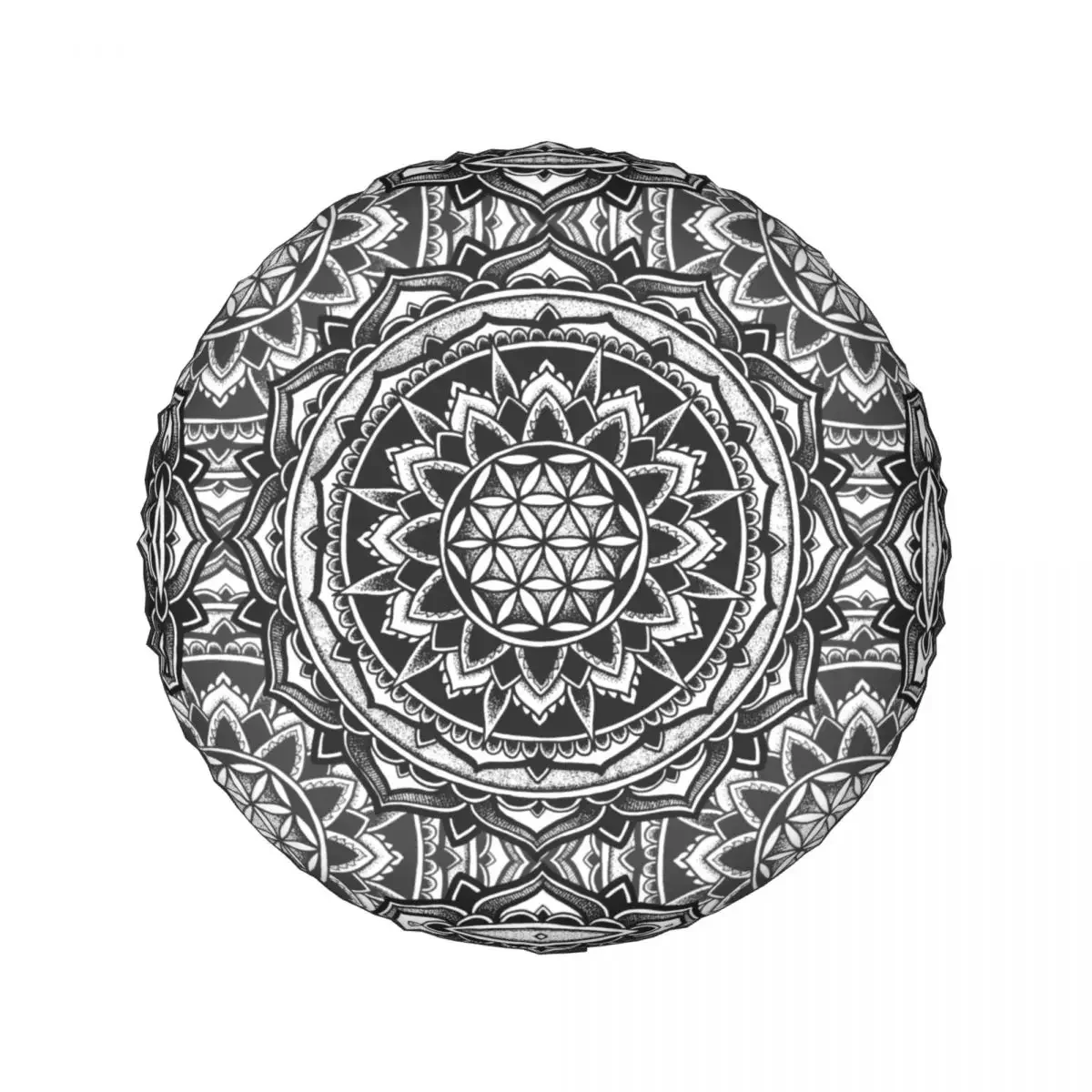 Sacred Geometry Mandala Spare Tire Cover for Jeep Pajero Custom Flower Of Life Geometric Car Wheel Covers 14