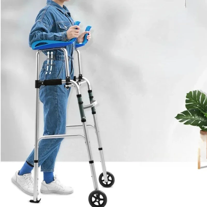 

Travel-Friendly Elderly Shopping Cart Auxiliary Walking Crutches Can Sit & Fold Walking Cane Car for Support