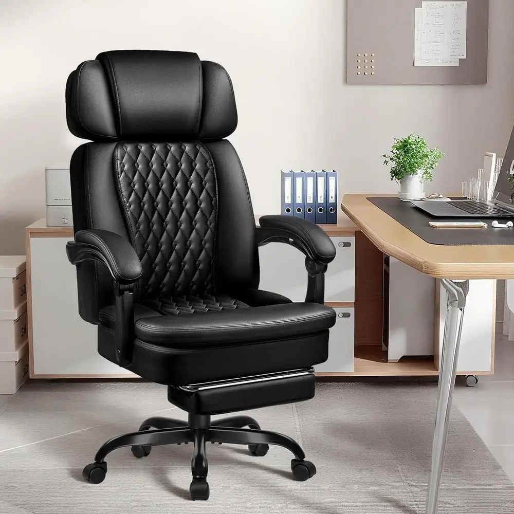 Executive Oice Chair 400LBS, Ergonomic Oice Chair with oot Rest, Heavy Duty Desk Chair or Home Oice, Reclining High Back PU Leat