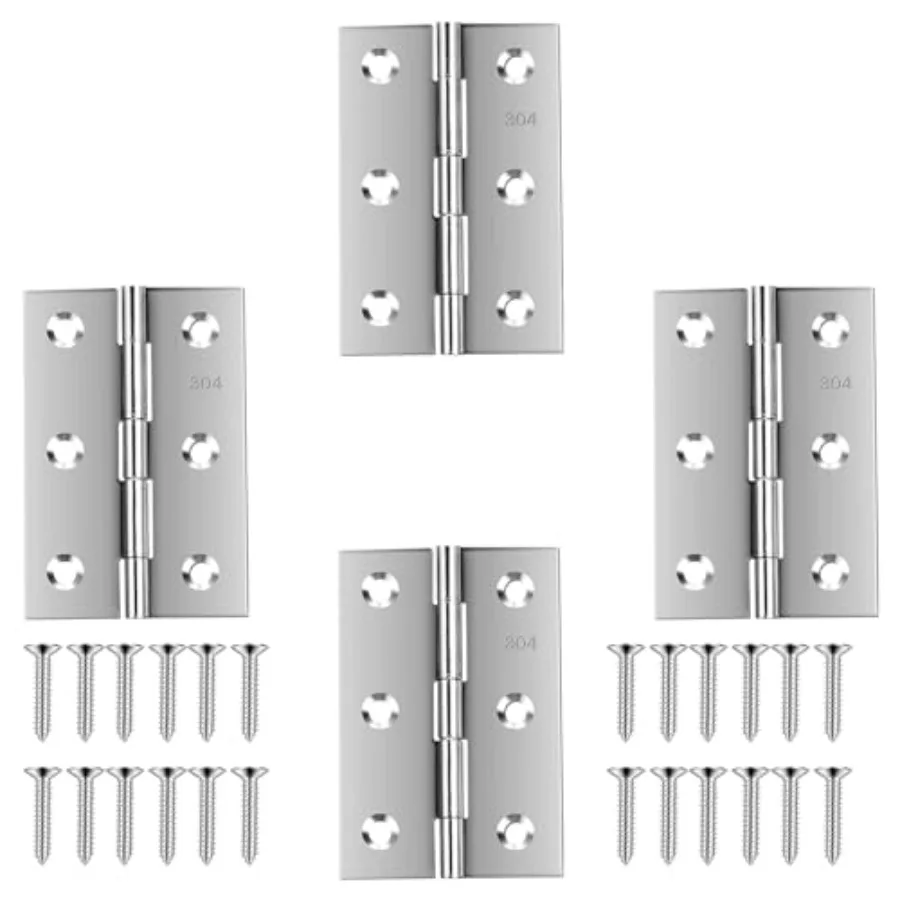

Staless Steel 3 ch Foldg Hges for Furniture Door Wdow Case Lid and Wooden Box Chest, Pack of 4