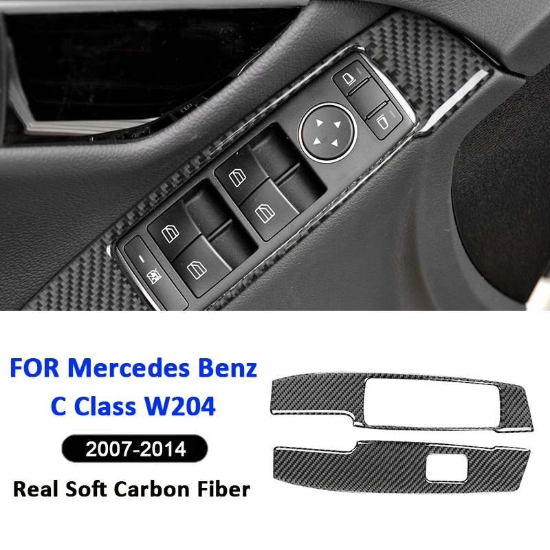 

For Mercedes Benz C Class W204 2007-2014 Carbon Fiber Car Door Window Control Panel Frame Decorative Modification Sticker