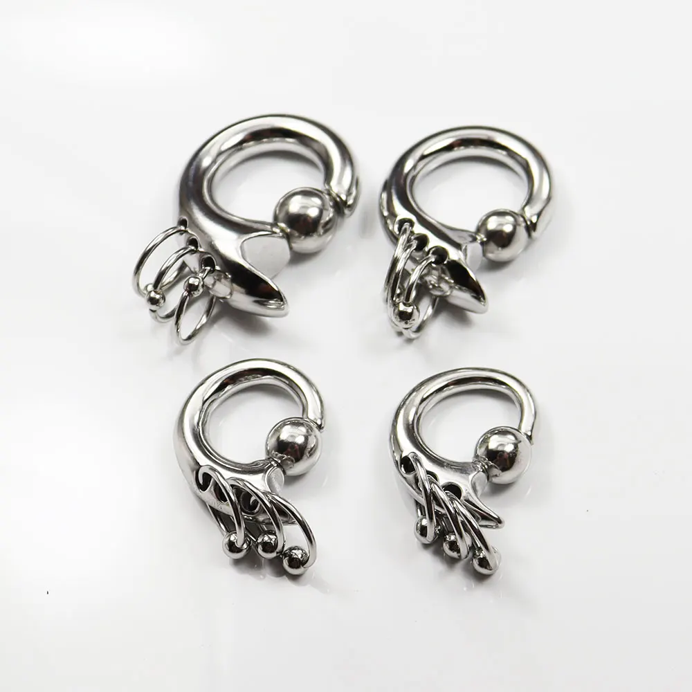 Captive Bead Rings Spring Action Stainless Steel PA Rings CBR ith with 3 Rings Body Piercing Jewelry
