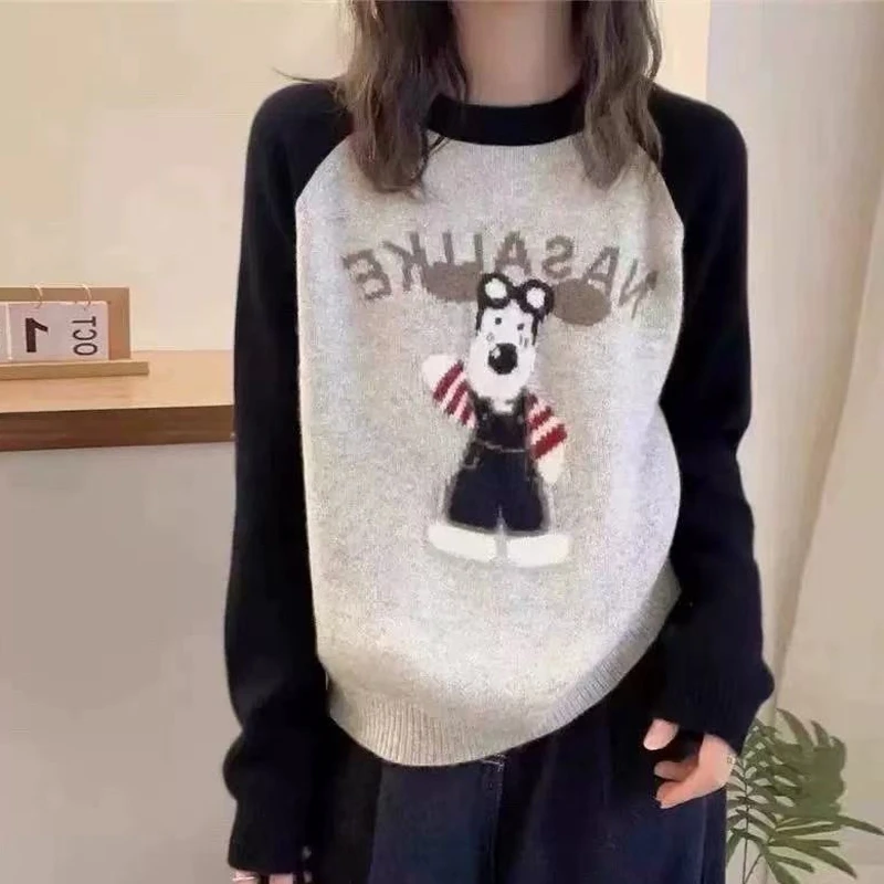 Autumn Winter New Cashmere Sweater Women's Clothing 100% Pure Wool Round Neck Knitted Pullover Fashion Embroidered Korean Tops