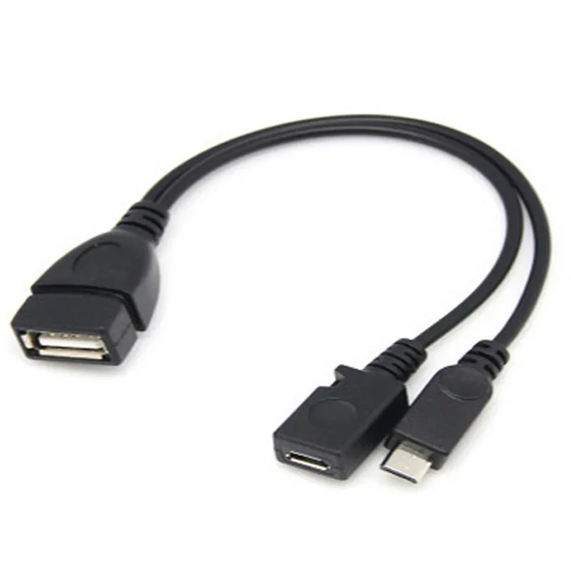 

1pc 2 In 1 OTG Micro USB Host Power Y Splitter USB Adapter To Micro 5 Pin Male Female Cable