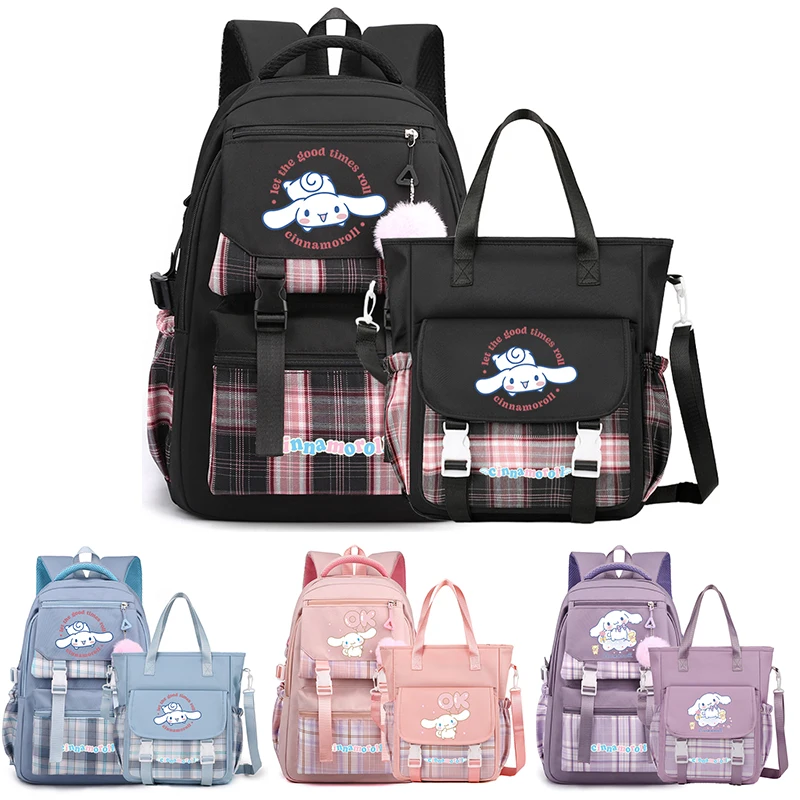 2Pcs/set Sanrio Cinnamoroll Messenger Bag Crossbody Bag Schoolbags Handbag for Teenager Girl Boy Back To School Bag Rucksack